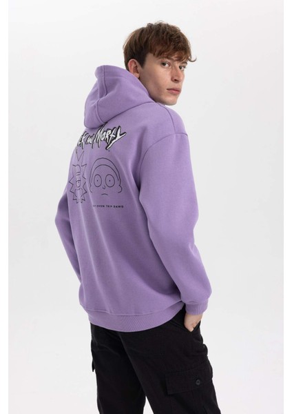 Rick and Morty Boxy Fit Kapüşonlu Sweatshirt A7867AX23AU