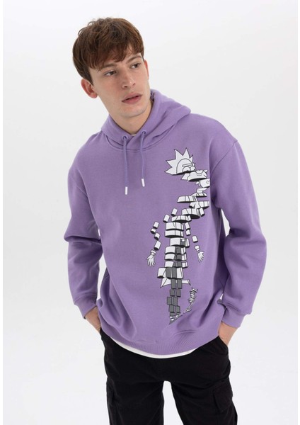 Rick and Morty Boxy Fit Kapüşonlu Sweatshirt A7867AX23AU fırsatları