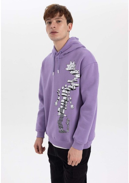 Rick and Morty Boxy Fit Kapüşonlu Sweatshirt A7867AX23AU indirimleri