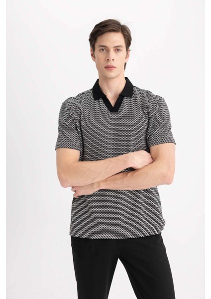 Regular Fit Polo Yaka Desenli Kısa Kollu Tişört B6548AX24SP indirimleri