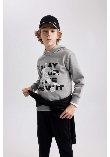 Erkek Çocuk Kapüşonlu Baskılı Kalın Sweatshirt B5950A823WN fırsatları