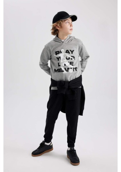 Erkek Çocuk Kapüşonlu Baskılı Kalın Sweatshirt B5950A823WN indirimleri