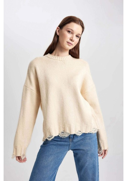 Regular Fit Basic Düz Triko Kazak Tunik C0244AX23WN