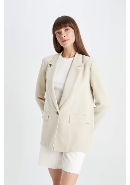 Oversize Geniş Kalıp Keten Karışımlı Blazer Ceket Z2536AZ24SM