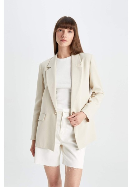 Oversize Geniş Kalıp Keten Karışımlı Blazer Ceket Z2536AZ24SM