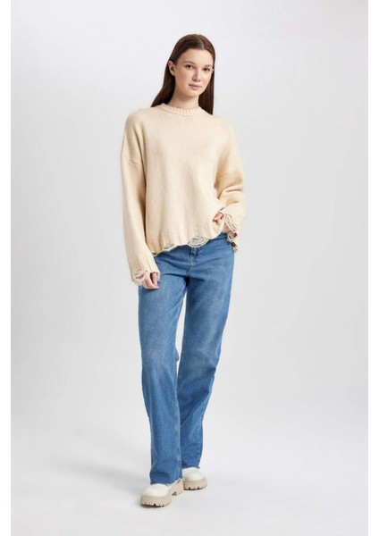 Regular Fit Basic Düz Triko Kazak Tunik C0244AX23WN