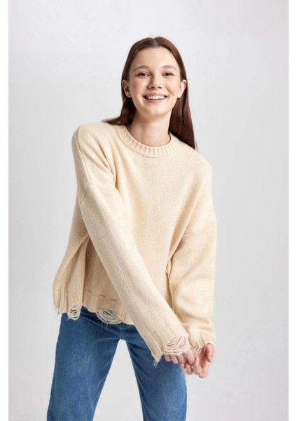 Regular Fit Basic Düz Triko Kazak Tunik C0244AX23WN