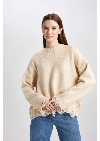Regular Fit Basic Düz Triko Kazak Tunik C0244AX23WN