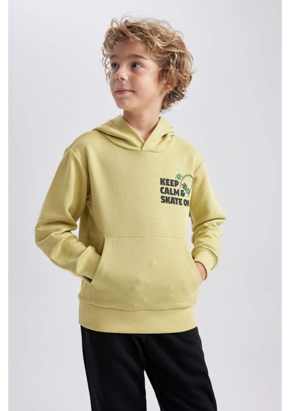 Erkek Çocuk Baskılı Kapüşonlu Sweatshirt A8597A823AU fırsatları
