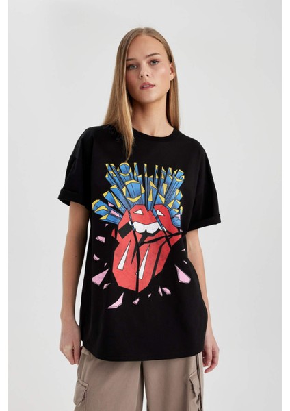 Rolling Stones Oversize Geniş Kalıp Bisiklet Yaka Kısa Kollu Tişört C3771AX24SM