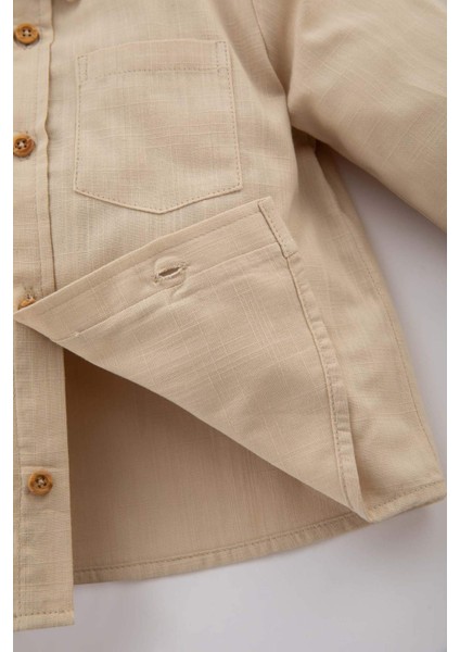 Erkek Bebek Poplin Basic Uzun Kollu Gömlek B8069A524SP