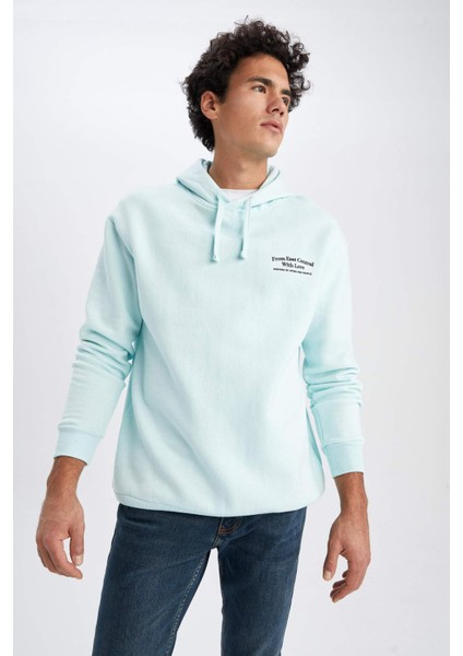 Boxy Fit Kapüşonlu Baskılı Sweatshirt Z2448AZ23SP
