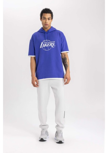 Fit NBA Los Angeles Lakers Oversize Fit Kapüşonlu Kısa Kollu Tişört B3895AX24SP