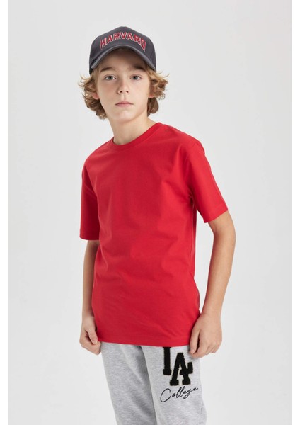 Erkek Çocuk Kırmızı Bisiklet Yaka Kısa Kollu Okul Tişörtü K1687A624SM modelleri