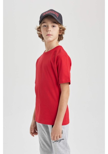 Erkek Çocuk Kırmızı Bisiklet Yaka Kısa Kollu Okul Tişörtü K1687A624SM fırsatları