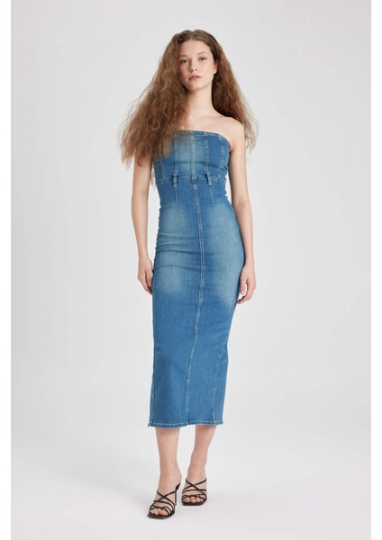 Straplez Maxi Jean Elbise B8112AX24SM