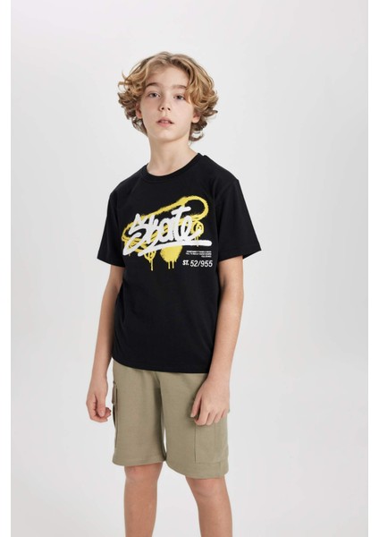 Erkek Çocuk Bisiklet Yaka Baskılı Kısa Kollu Tişört C3300A824SM