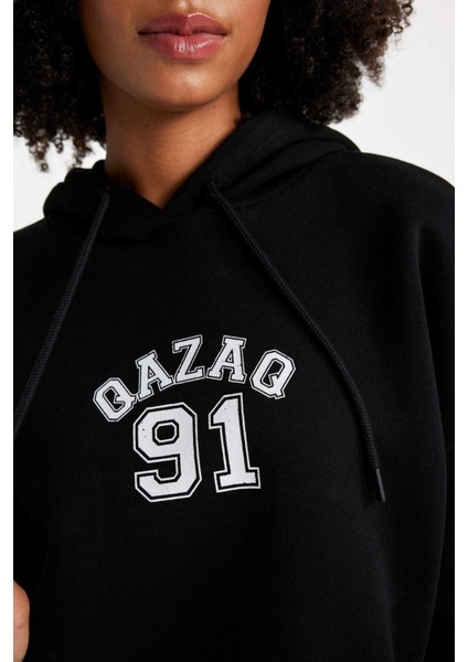 Oversize Fit Kapüşonlu Kalın Kumaş Sweatshirt B7018AX23WN
