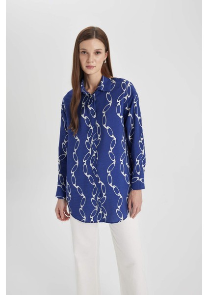 Relax Fit Desenli Uzun Kollu Gömlek Tunik A5308AX24SM modelleri