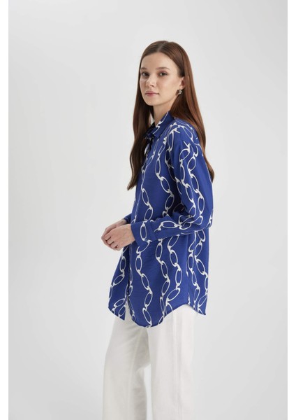 Relax Fit Desenli Uzun Kollu Gömlek Tunik A5308AX24SM fırsatları