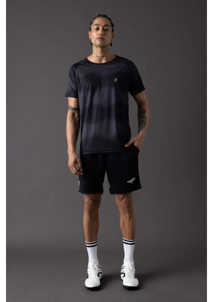 Fit Slim Fit Dar Kesim Bisiklet Yaka Desenli Sporcu Kısa Kollu Tişört Z5579AZ24SP fiyatları