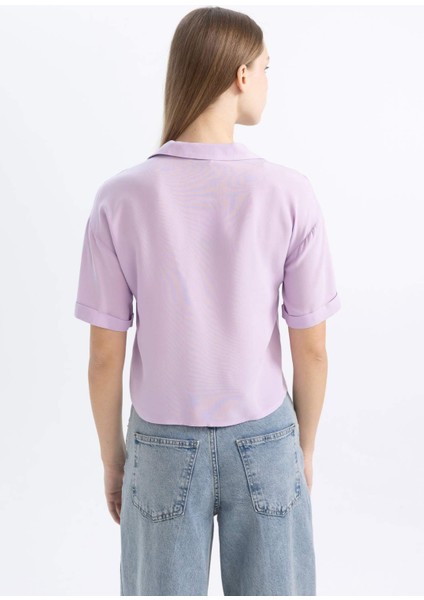 Coool Oversize Geniş Kalıp Pijama Yaka Kısa Kollu Gömlek C3751AX24SP