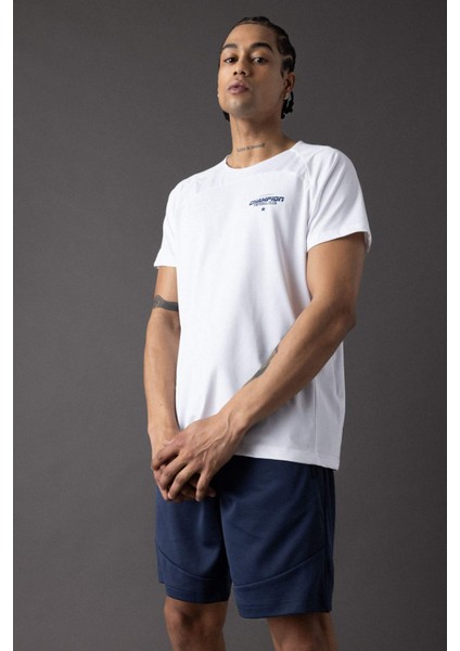 Fit Slim Fit Dar Kesim Bisiklet Yaka Baskılı Kısa Kollu Sporcu Tişört B5019AX24SP