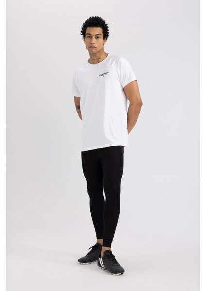Fit Slim Fit Dar Kesim Bisiklet Yaka Baskılı Kısa Kollu Sporcu Tişört B5019AX24SP
