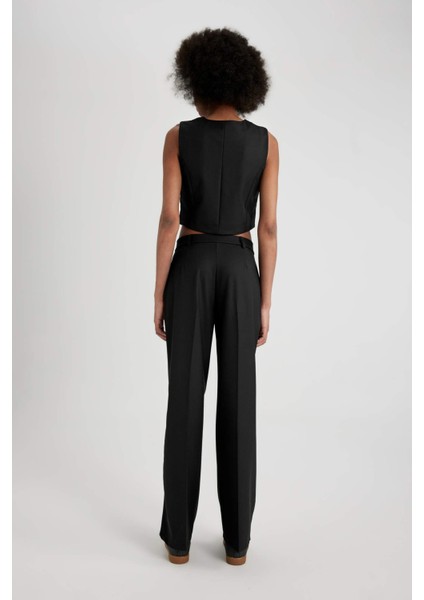 Klasik Pantolon Basic Düz Wide Leg Geniş Bol Paça Yüksek Bel Standart Boy B7495AX24SP