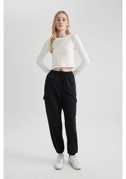 Coool Jogger Eşofman Altı Düz Beli Paçası Lasitkli Kargo Cepli Basic Düz C1444AX24SP