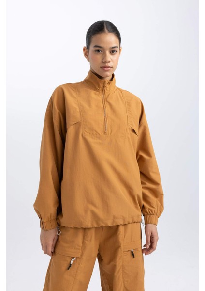 Oversize Geniş Kalıp Dik Yaka Dokuma Sporcu Hırka B4213AX24SP indirimleri