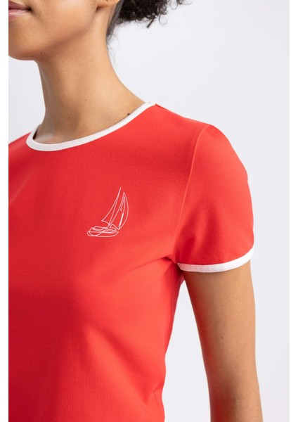 Fit Crop Bisiklet Yaka Sporcu Kısa Kollu Tişört A7034AX23HS