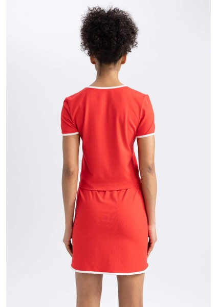 Fit Crop Bisiklet Yaka Sporcu Kısa Kollu Tişört A7034AX23HS