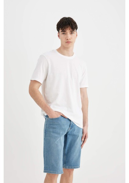 Slim Fit Dar Kesim Jean Bermuda Şort C2692AX24SM