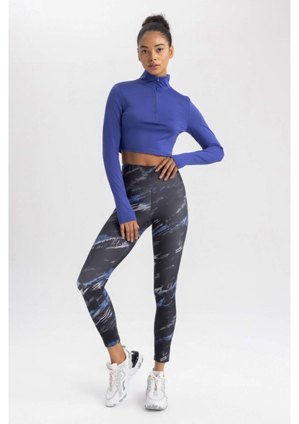 Fit Slim Fit Dar Kesim Fermuarlı Dik Yaka Sporcu Uzun Kollu Tişört fiyatları