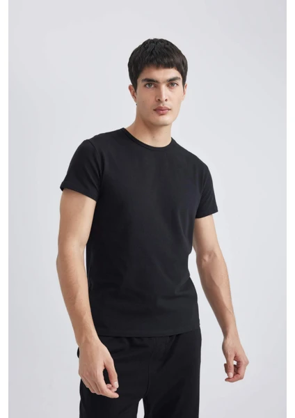 Slim Fit Bisiklet Yaka Kısa Kollu Üst L4885AZ24SM