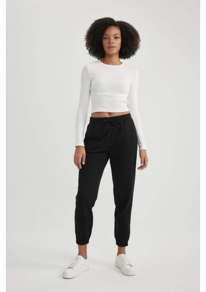 Standart Fit Basic Düz Beli Paçası Lastikli Cepli JoggerEşofman Altı T5987AZ24SP