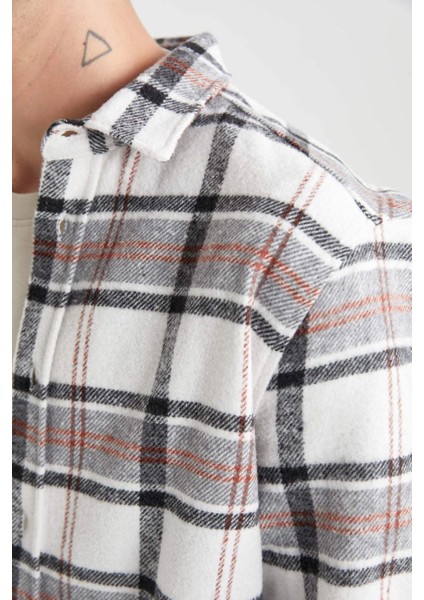 Regular Fit Polo Yaka Kareli Oduncu Flanel Uzun Kollu Gömlek S9275AZ23AU