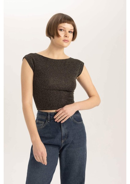 Fitted Bisiklet Yaka Kısa Kollu Tişört C1018AX23WN modelleri