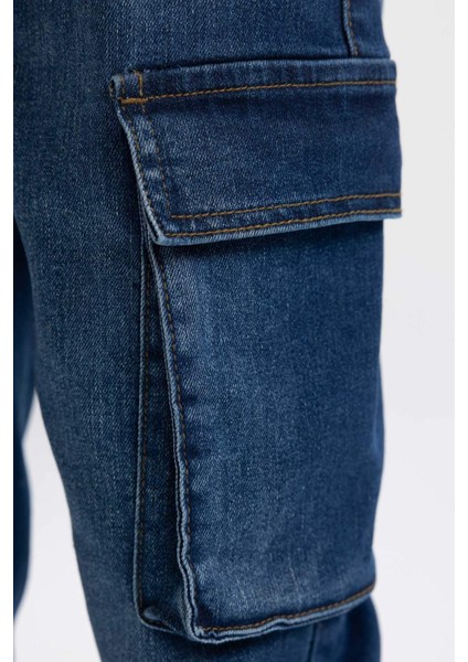 Erkek Çocuk Kargo Cepli Jogger Lastikli Paça Jean Pantolon B5447A824SP