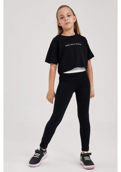 Kız Çocuk Siyah Uzun Boy Okul Taytı A6907A823AU