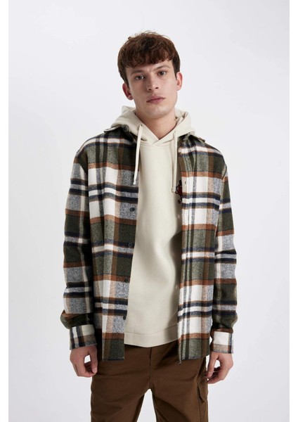 Regular Fit Kareli Oduncu Flanel Uzun Kollu Gömlek S9275AZ23AU