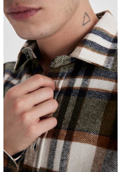 Regular Fit Kareli Oduncu Flanel Uzun Kollu Gömlek S9275AZ23AU