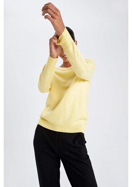 Regular Fit Bisiklet Yaka Ekstra Yumuşak Kaşmir Dokulu Kazak F7091AZ22WN indirimleri