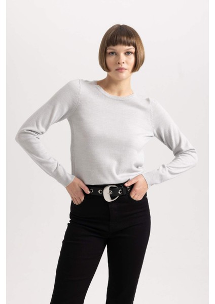 Regular Fit Bisiklet Yaka Ekstra Yumuşak Kaşmir Dokulu Kazak F7091AZ22WN modelleri