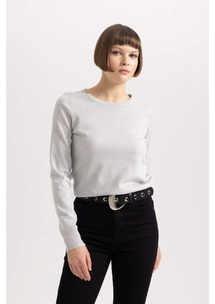 Regular Fit Bisiklet Yaka Ekstra Yumuşak Kaşmir Dokulu Kazak F7091AZ22WN fırsatları