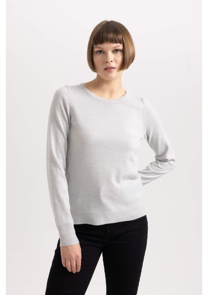 Regular Fit Bisiklet Yaka Ekstra Yumuşak Kaşmir Dokulu Kazak F7091AZ22WN indirimleri