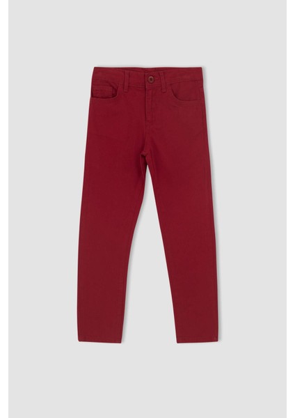 Erkek Çocuk Kırmızı Gabardin Basic Düz Pantolon X4224A622SM