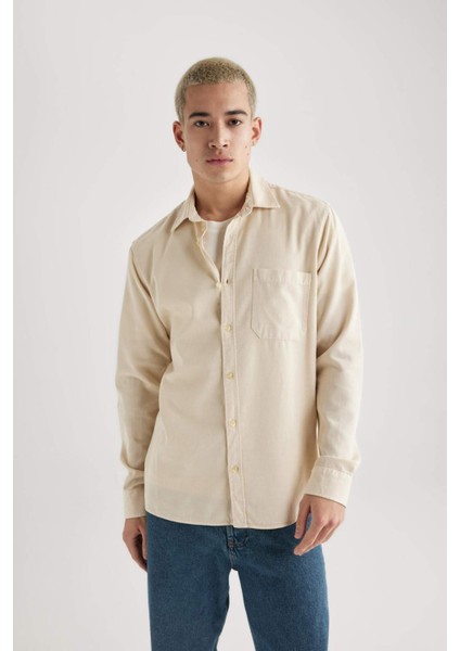 Regular Fit Polo Yaka Pamuklu Uzun Kollu Gömlek B4140AX24SP