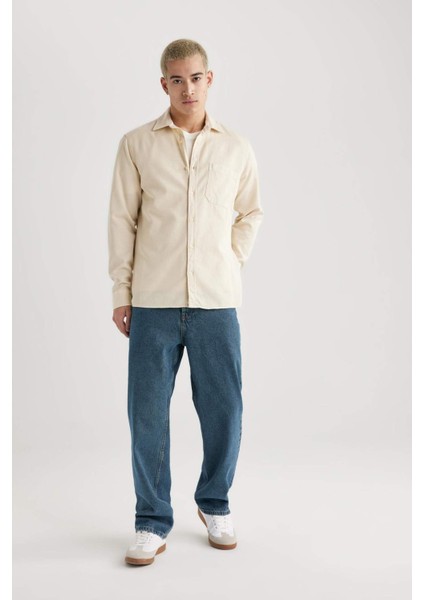 Regular Fit Polo Yaka Pamuklu Uzun Kollu Gömlek B4140AX24SP